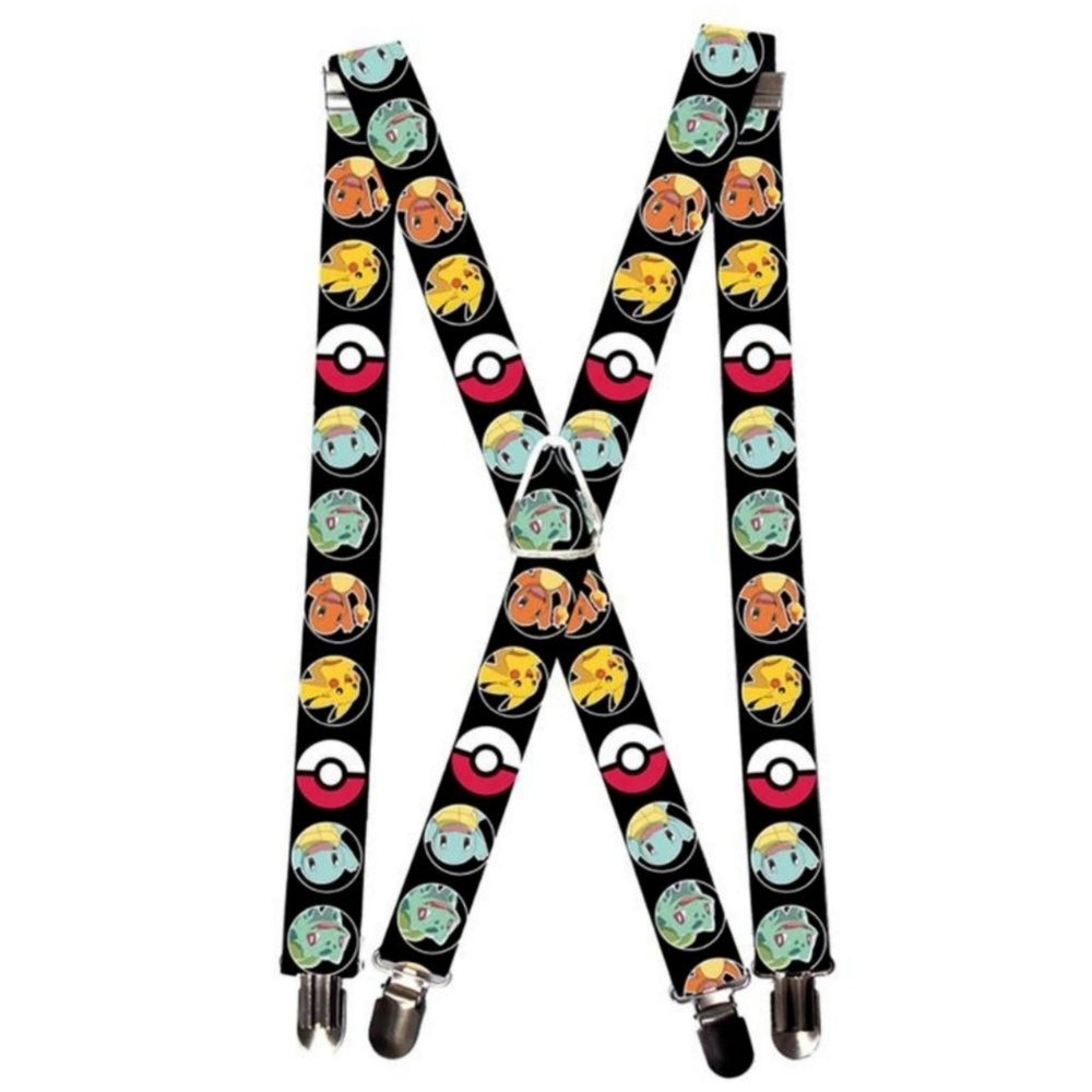 SUSPENDERS 1.0" PIKACHU CHARMANDER BULBASAUR